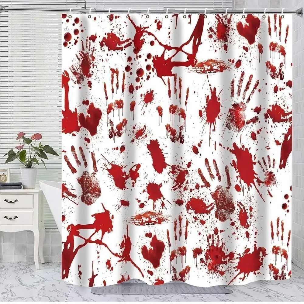 Halloween Shower Curtain Decorations, 72x72 Inches Horror Bath Curtain